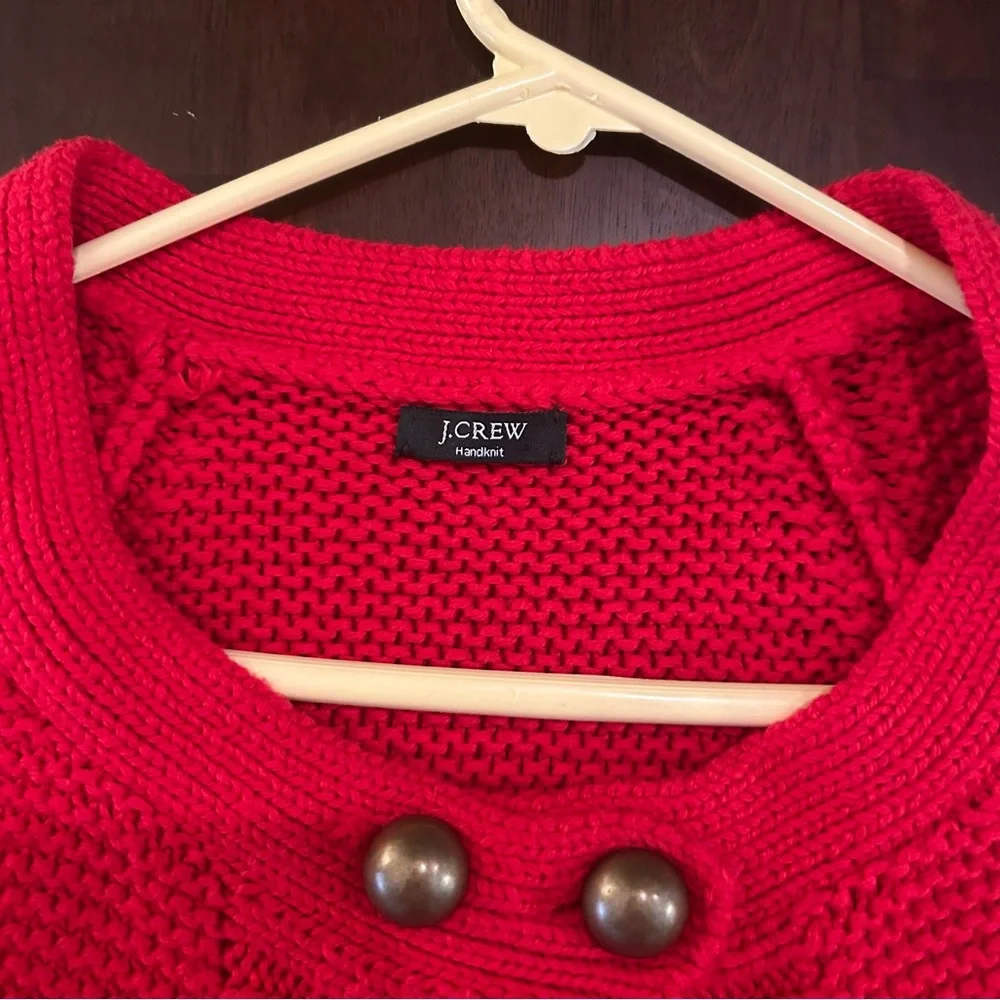 J. Crew Handknit Red Double Breasted Cardigan Chunky Sweater Women’s Size S